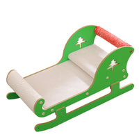 HKM-9432637 Christmas Sled Corrugated Paper Cat Scratcher Bed for Self-Entertainment