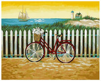 HKM-943315 DIY Painting By Numbers Kit - Beach Day, 40x50cm, Acrylic Non-Toxic Pigment, Includes Canvas and Brushes