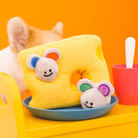 HKM-9433277 Interactive Plush Cheese Mouse Dog Toy for Intelligence Training and Dental Care