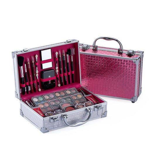 HKM-943379 Colorful Eyeshadow and Lipstick Cosmetics Set with Blush, Gloss, and Tools