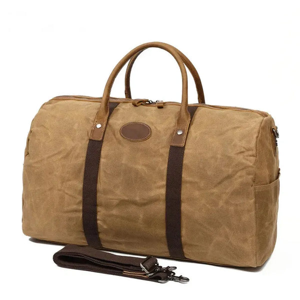 HKM-943379 Waxed Canvas Travel Duffle Bag for Weekend Getaways