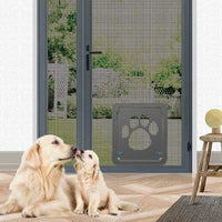 HKM-9433917 Paw Print Anti-Bite Screen Door for Medium and Large Dogs - Durable ABS Frame with Automatic Closure