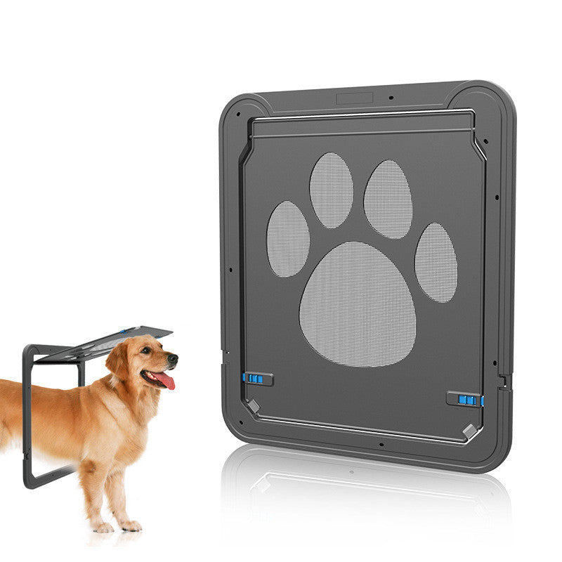 HKM-9433917 Paw Print Anti-Bite Screen Door for Medium and Large Dogs - Durable ABS Frame with Automatic Closure