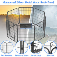 HKM-9434045 Outdoor Dog Playpen for Large and Medium Pets - Heavy Duty Metal Dog Fence with Secure Design