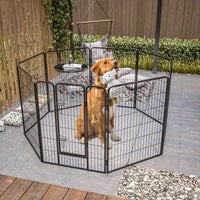 HKM-9434045 Outdoor Dog Playpen for Large and Medium Pets - Heavy Duty Metal Dog Fence with Secure Design