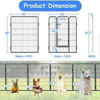 HKM-9434045 Outdoor Dog Playpen for Large and Medium Pets - Heavy Duty Metal Dog Fence with Secure Design