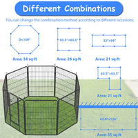 HKM-9434045 Outdoor Dog Playpen for Large and Medium Pets - Heavy Duty Metal Dog Fence with Secure Design