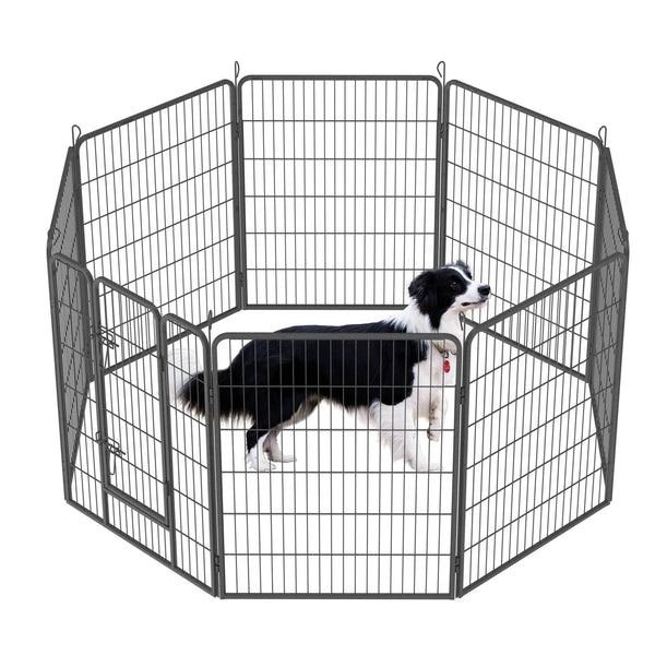 HKM-9434045 Outdoor Dog Playpen for Large and Medium Pets - Heavy Duty Metal Dog Fence with Secure Design