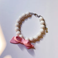 HKM-9434429 Monochrome Princess Style Cat Collar with Bow - Adjustable Size S, M, L