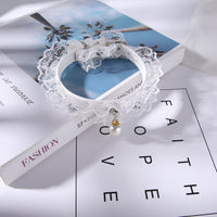 HKM-9434685 Monochrome Black and White Lace Cat Collar with Bell, Princess Style, One Size (Neck 25-32cm)