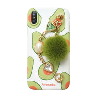 HKM-943571 Raindrop Gem Chain Avocado Silicone Case for iPhone 6s, X, 7 Plus - Soft Shell with Water Mane Design