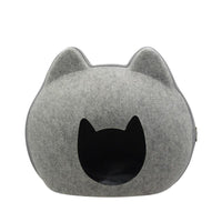 HKM-9436477 Enclosed Cat House with Litter Space - Soft Felt Design in Gray, Pink, Brown