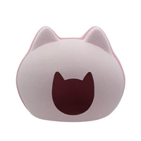 HKM-9436477 Enclosed Cat House with Litter Space - Soft Felt Design in Gray, Pink, Brown
