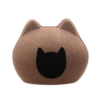 HKM-9436477 Enclosed Cat House with Litter Space - Soft Felt Design in Gray, Pink, Brown