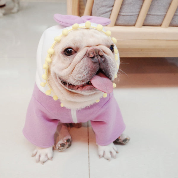 HKM-9437501 Purple Fleece Bow Sweater for Dogs - Autumn and Winter Stylish Apparel, Sizes S to XL