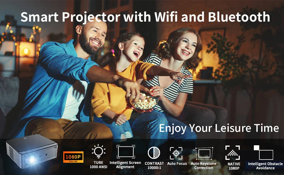 HKM-943827 Z8 Smart Projector with 800 ANSI Full HD and Android Support, Electronic Trapezoid Correction