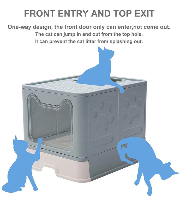 HKM-9438397 Extra Large Enclosed Cat Litter Box with Litter Catching Lid and Scoop for Big Cats