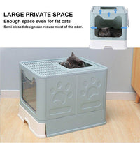 HKM-9438397 Extra Large Enclosed Cat Litter Box with Litter Catching Lid and Scoop for Big Cats