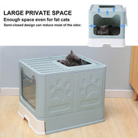HKM-9438397 Extra Large Enclosed Cat Litter Box with Litter Catching Lid and Scoop for Big Cats