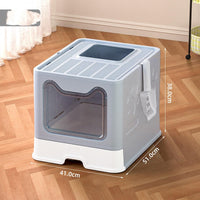 HKM-9438397 Extra Large Enclosed Cat Litter Box with Litter Catching Lid and Scoop for Big Cats