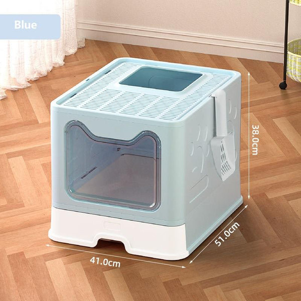 HKM-9438397 Extra Large Enclosed Cat Litter Box with Litter Catching Lid and Scoop for Big Cats