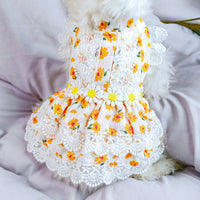 HKM-9438781 Princess Summer Floral Lace Dog Dress - Lightweight Polyester, Multiple Sizes Available