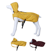 HKM-9440573 Portable PU Raincoat for Medium and Large Pets - Wine Red and Gold