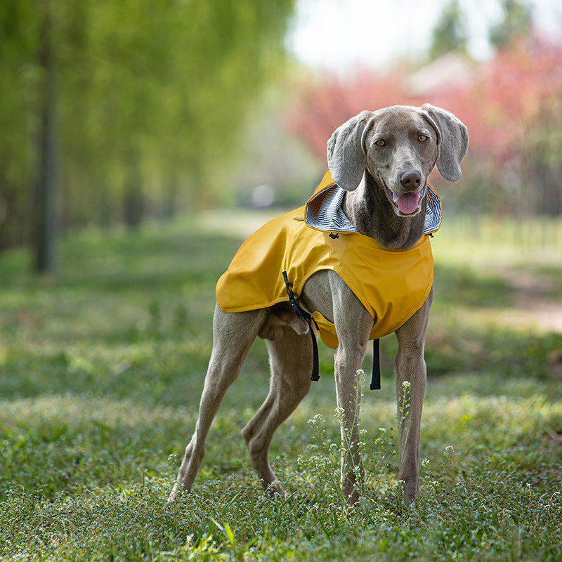 HKM-9440573 Portable PU Raincoat for Medium and Large Pets - Wine Red and Gold