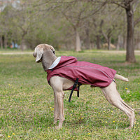 HKM-9440573 Portable PU Raincoat for Medium and Large Pets - Wine Red and Gold