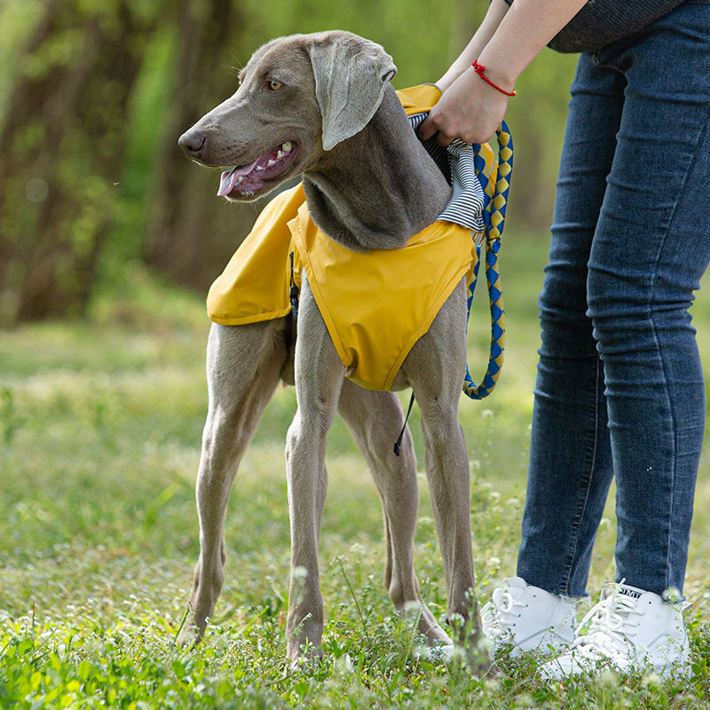 HKM-9440573 Portable PU Raincoat for Medium and Large Pets - Wine Red and Gold