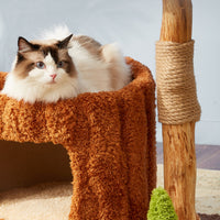 HKM-9441469 Solid Wood Cat Climbing Frame with Integrated Sisal Toy - Multi-Layer Tree House Design