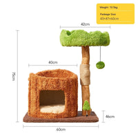 HKM-9441469 Solid Wood Cat Climbing Frame with Integrated Sisal Toy - Multi-Layer Tree House Design