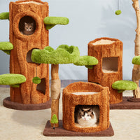 HKM-9441469 Solid Wood Cat Climbing Frame with Integrated Sisal Toy - Multi-Layer Tree House Design