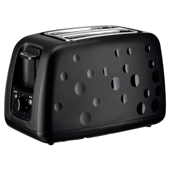 HKM-944211 2 Slice Electric Toaster 750W in Black - Durable Plastic Toaster for Everyday Use