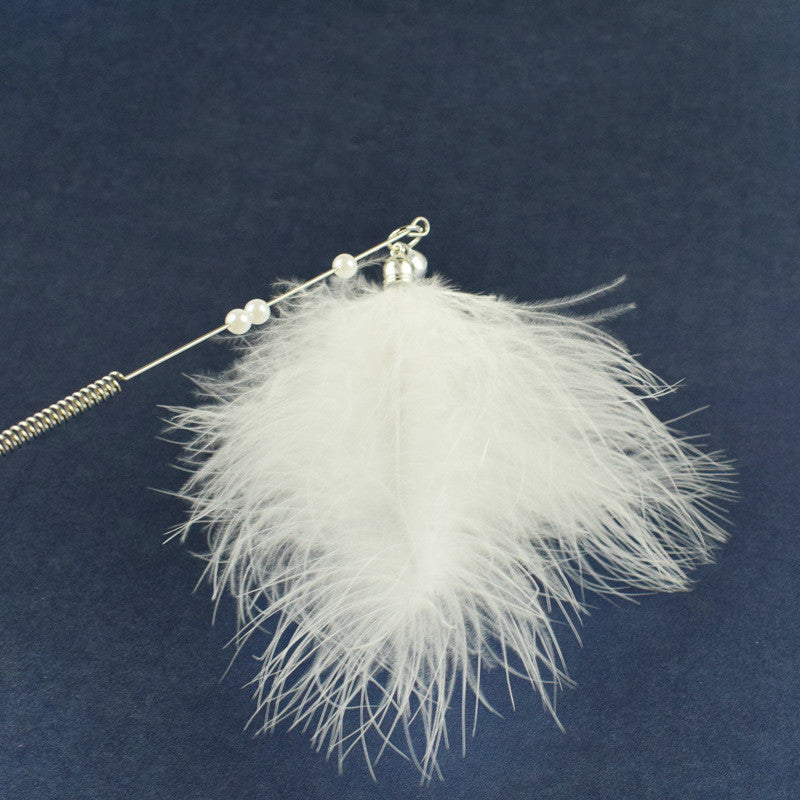 HKM-9443005 Spring Steel Wire Feather Cat Teaser Toy - Interactive Play for Cats