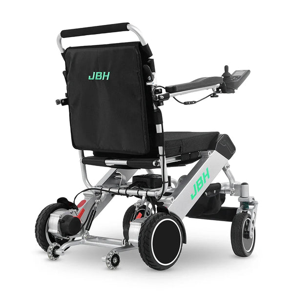 HKM-0848339 Light Folding Electric Wheelchair Dual 180W Motors 24V Dual Battery 12.4 Mile Range 265 lb Capacity Aluminum