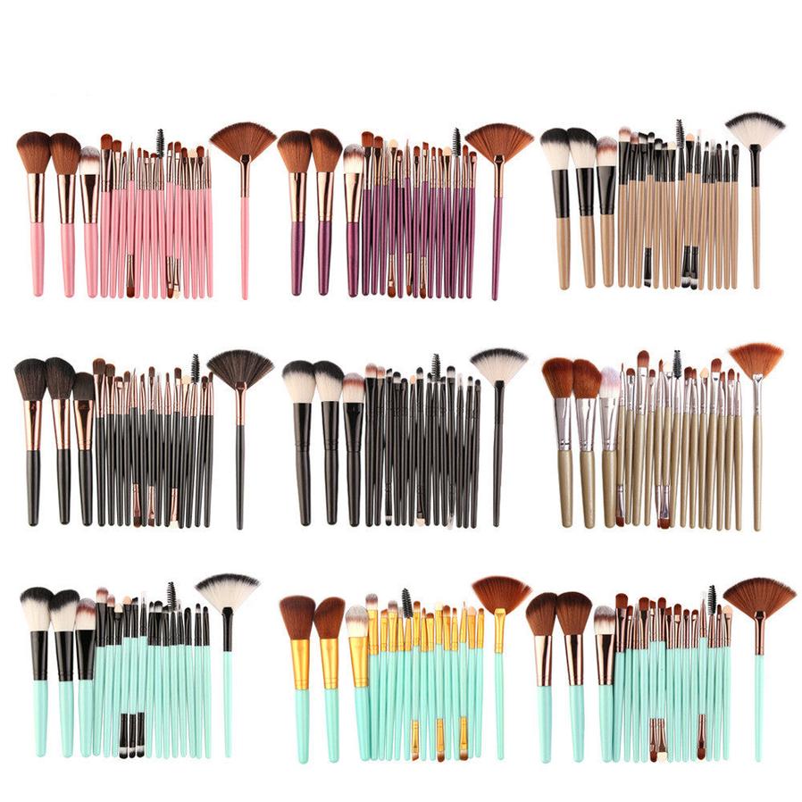 HKM-944531 18-Piece Makeup Brush Set with Blush, Lip, and Fan Brushes for Professional Use