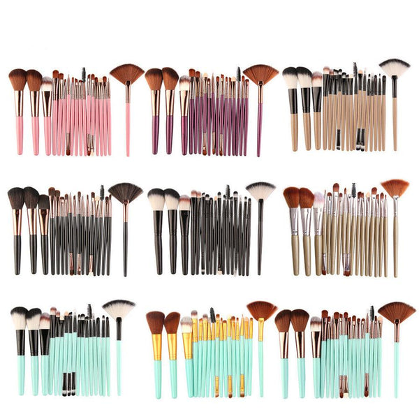 HKM-944531 18-Piece Makeup Brush Set with Blush, Lip, and Fan Brushes for Professional Use