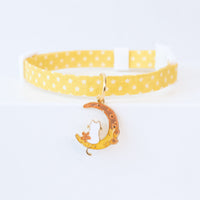 HKM-9445949 Cute Adjustable Dog Collar with Moon Design - Cloth Material in Various Colors