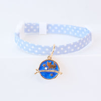 HKM-9445949 Cute Adjustable Dog Collar with Moon Design - Cloth Material in Various Colors