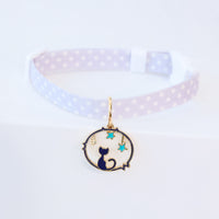 HKM-9445949 Cute Adjustable Dog Collar with Moon Design - Cloth Material in Various Colors