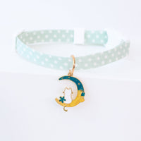 HKM-9445949 Cute Adjustable Dog Collar with Moon Design - Cloth Material in Various Colors