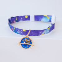 HKM-9445949 Cute Adjustable Dog Collar with Moon Design - Cloth Material in Various Colors