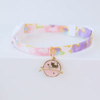 HKM-9445949 Cute Adjustable Dog Collar with Moon Design - Cloth Material in Various Colors