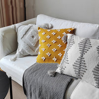HKM-944595 Scandinavian Style 45x45cm Cushion Cover in Beige and Grey Embroidery
