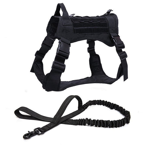 HKM-9447229 Tactical Large Dog Chest Harness ¨C Adjustable Polyester Vest in Black, Green, Mud Color, CP Camouflage Sizes M, L, XL