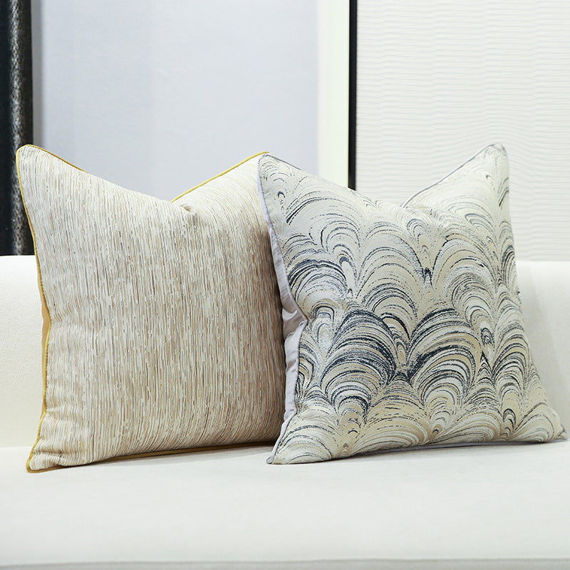 HKM-944851 Modern Stripe Throw Pillow Cover in Vortex Grey - 45x45cm Jacquard Design for Living Room