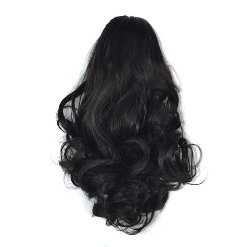 HKM-945043 Short Curly Hair Claw Clip Ponytail with Realistic Pear Flower Design in Various Colors