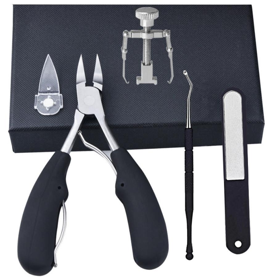 HKM-945107 5-Piece Stainless Steel Nail and Pedicure Tool Set with ABS Rubber Handles