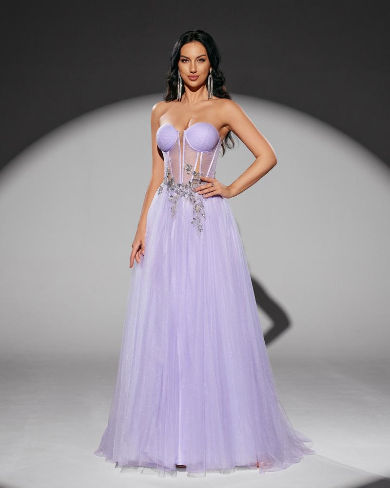HKM-945171 Elegant Purple Evening Gown for Women - Model EZ25219